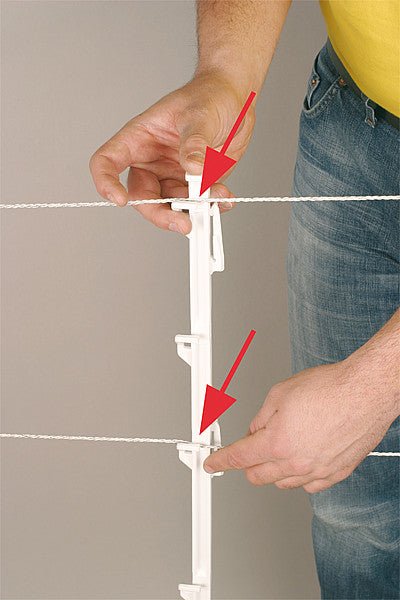 DrehFix-Kunststoffpfahl, 1,05 m, weiß, 8 Drahthalter (10 Stück / Pack) - Weidetec