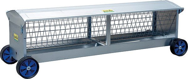 Heuraufe mit Rädern, L=2,45m mit Dach, für Lämmer und Schafe - Weidetec