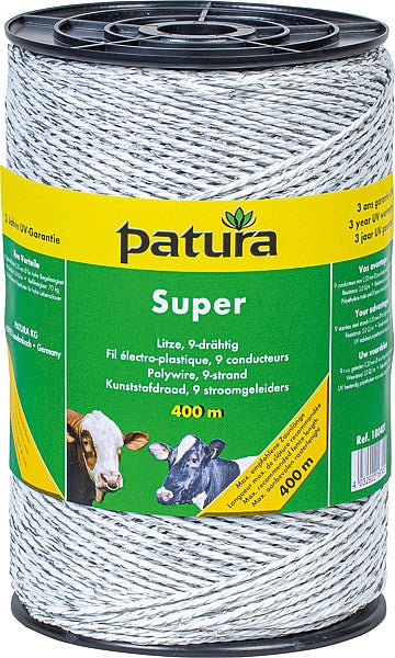 Super Litze, 400 m Rolle 9 Niro 0,20 mm, weiss - Weidetec