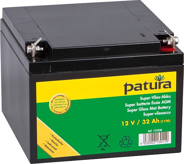 Super-Vlies-Akku 12 V / 100 Ah C100 wartungsfreie Vliesbatterie mit Tragegriffen - Weidetec