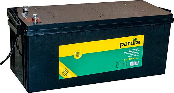 Super-Vlies-Akku 12 V / 200 Ah C100 wartungsfreie Vliesbatterie mit Tragegriffen - Weidetec