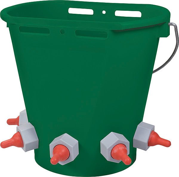Tränkeeimer für Lämmer 5 Tränkestellen, Inhalt: 9 Liter inkl. 5 x Sauger, braun, kurz - Weidetec