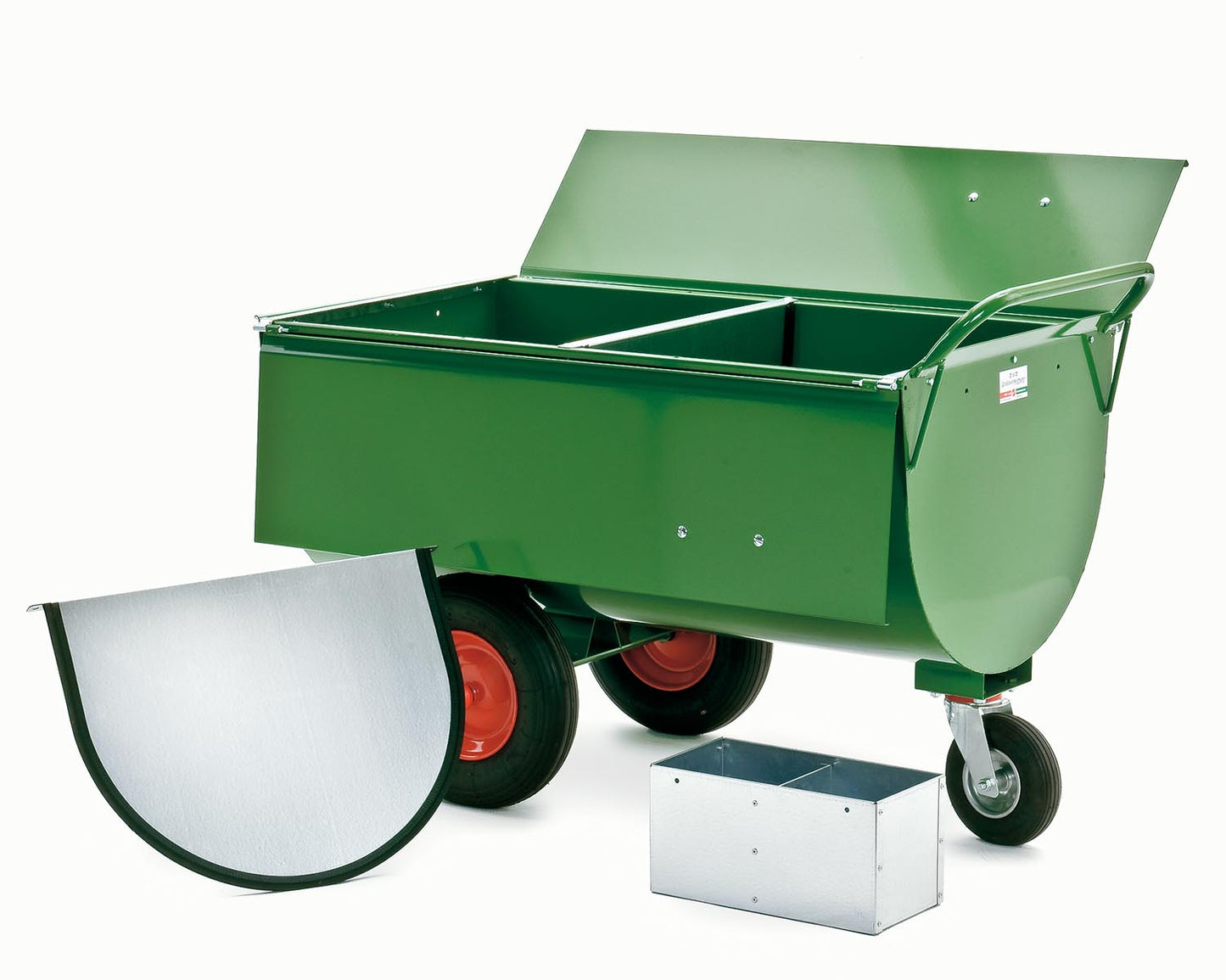 Futterwagen ca. 400 Liter Fassungsvermögen - mit Trennwand, Deckel und Mineralbehälter