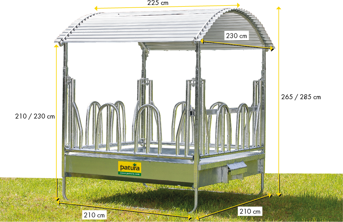 Profi-Viereckraufe mit Palisadenfressgittern – 12 Fressplätze für alle Rinderrassen
