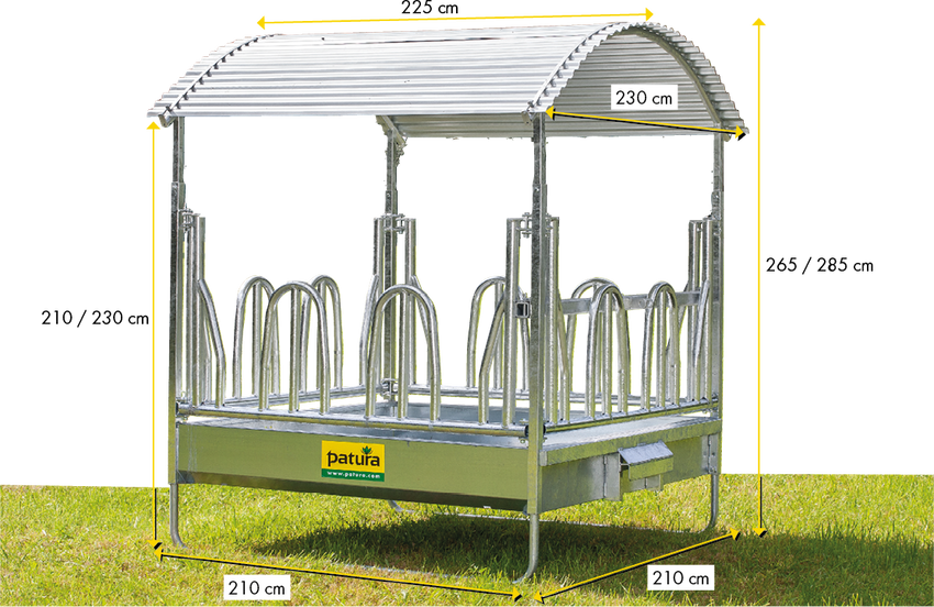 Profi-Viereckraufe mit Palisadenfressgittern – 12 Fressplätze für alle Rinderrassen