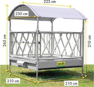 PATURA Profi-Viereckraufe mit Schrägfressgittern – 12 Fressplätze für hornlose Rinder