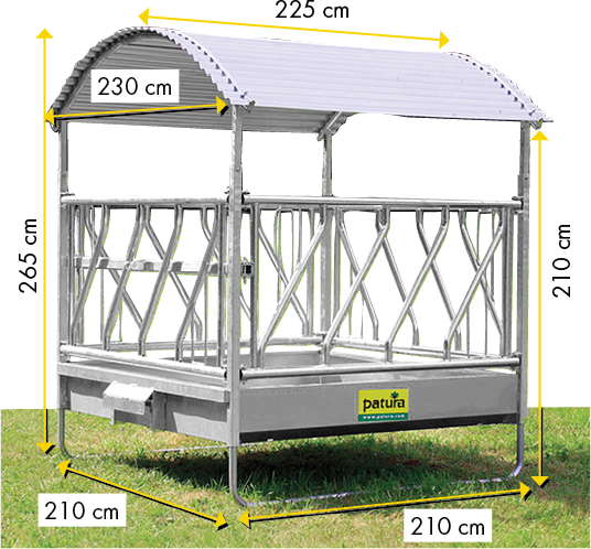 PATURA Profi-Viereckraufe mit Schrägfressgittern – 12 Fressplätze für hornlose Rinder