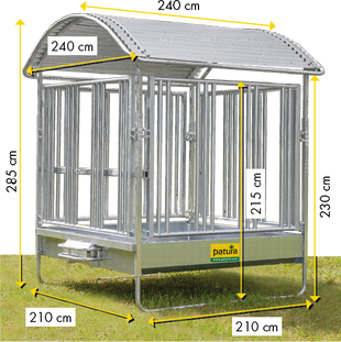 PATURA Profi-Viereckraufe mit Sicherheits-Pferdefressgittern – 12 Fressplätze