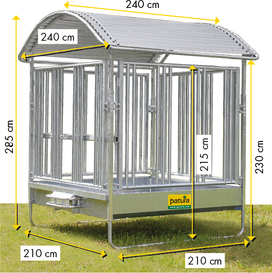 PATURA Profi-Viereckraufe mit Sicherheits-Pferdefressgittern – 12 Fressplätze