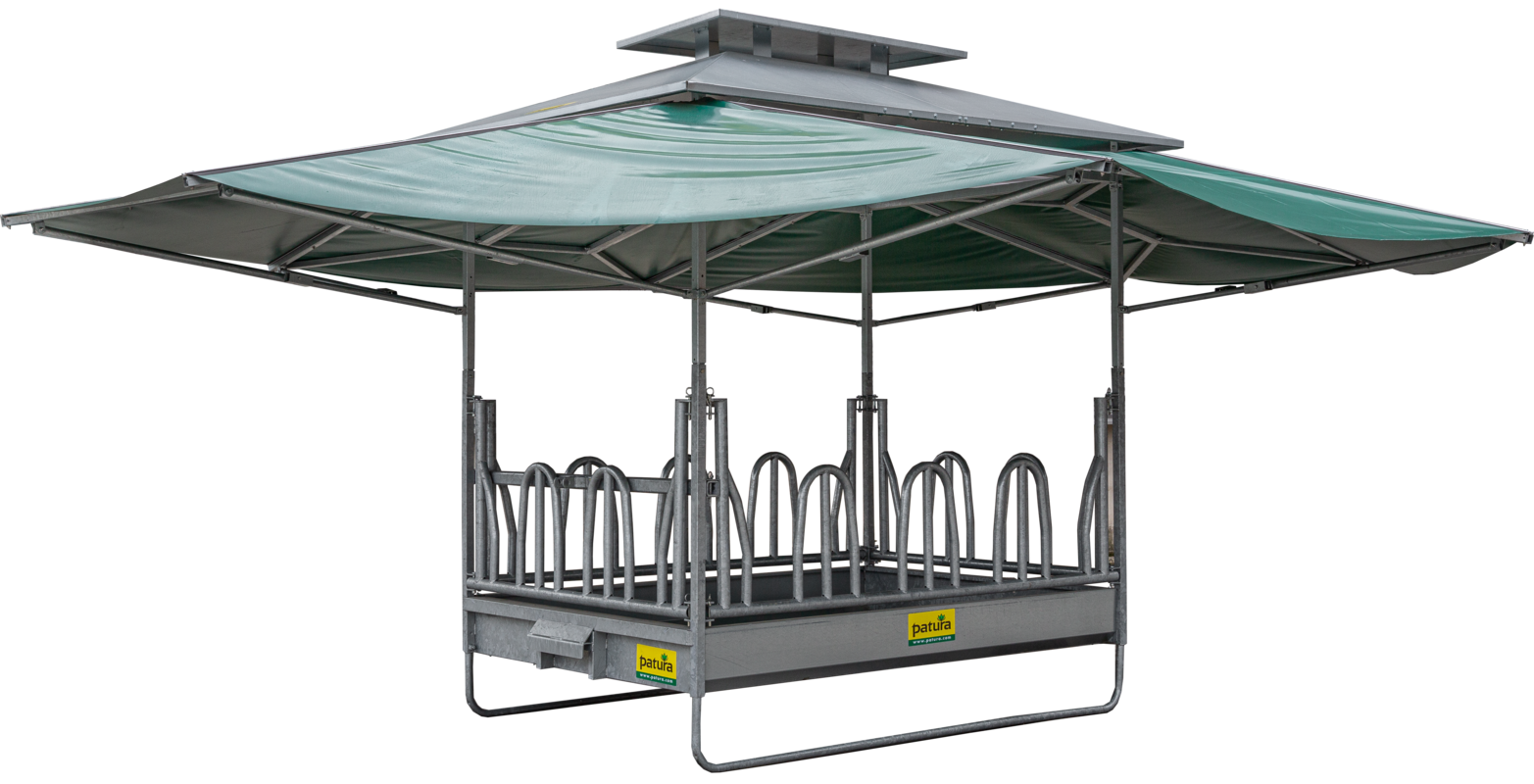 PATURA climate large bale rack with palisade feeding grid 