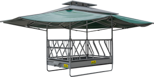 PATURA climate-controlled large bale rack with slanted feeding grids 