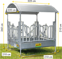 PATURA Profi-Viereckraufe mit Schwedenfressgittern – 8 Fressplätze für großrahmige Rinder
