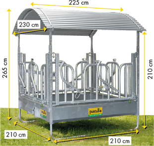 PATURA Profi-Viereckraufe mit Schwedenfressgittern – 8 Fressplätze für großrahmige Rinder