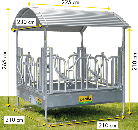 PATURA Profi-Viereckraufe mit Schwedenfressgittern – 8 Fressplätze für großrahmige Rinder