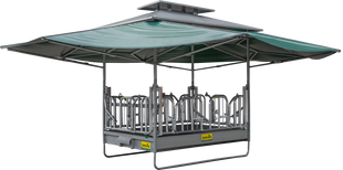 PATURA climate-controlled large bale rack with Swedish feeding grids 