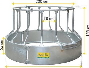 PATURA Futterspar-Rundraufe mit Dreipunktanhängung – 15 Fressplätze, Ø 2,60 m