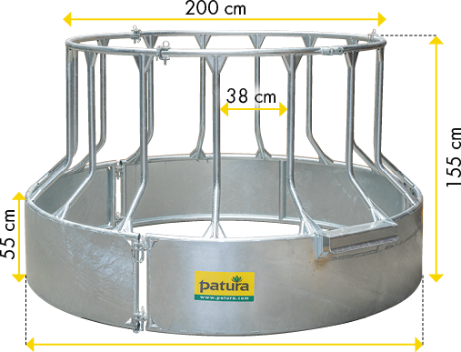 PATURA Futterspar-Rundraufe mit Dreipunktanhängung – 15 Fressplätze, Ø 2,60 m