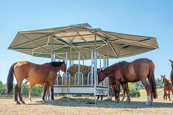 PATURA Klima-Viereckraufe mit Universalfressgittern und 36 m² Dachfläche