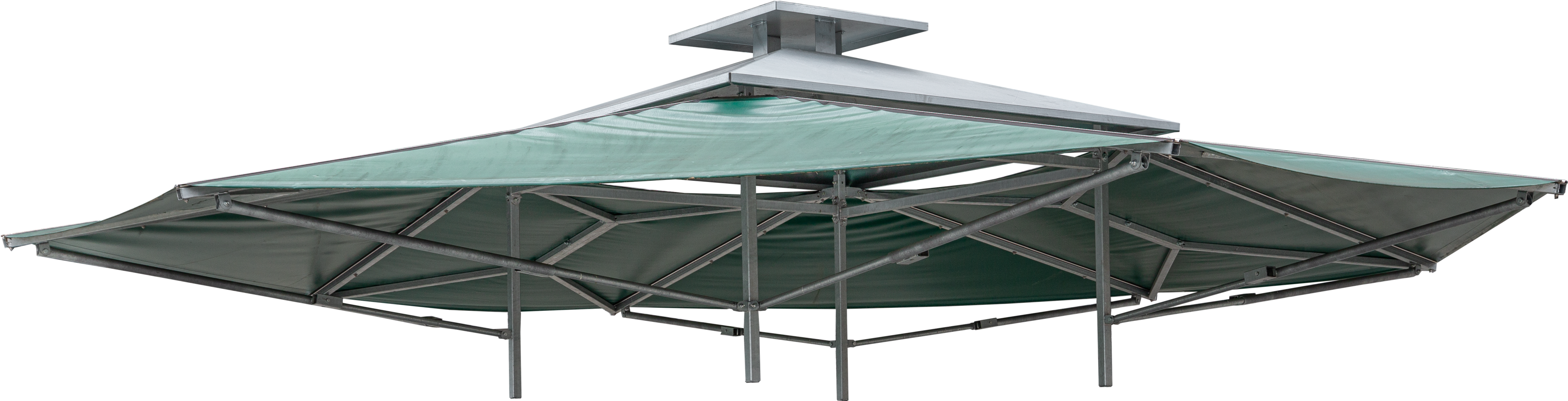 Patura roof for climate rack | Central tin roof with chimney | For all professional square racks | Foldable roof surfaces | Retrofit kit | Ref. 303640