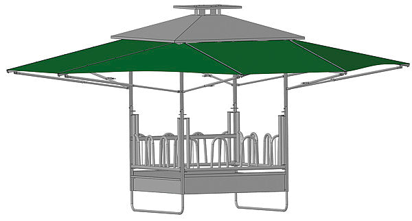 PATURA Klima-Viereckraufe mit Universalfressgittern und 36 m² Dachfläche