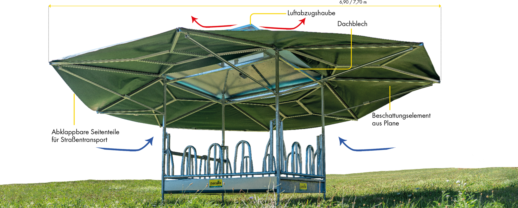 Roof for climate large bale racks for all large bale racks