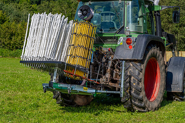 Electric fence machine TornadoMaster 5.0 ATV for up to 5 rows of fences with chassis and drawbar