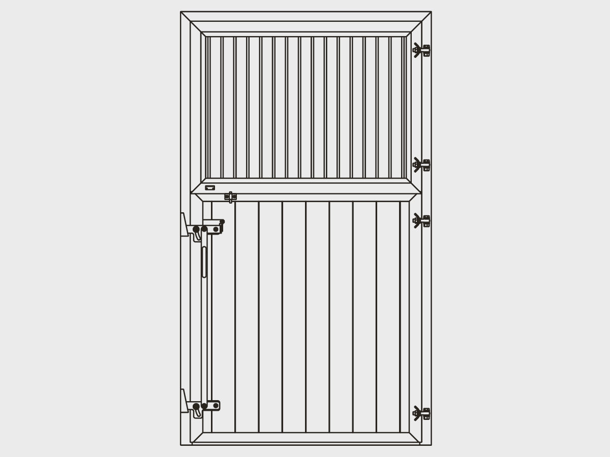 Growi® Stalltür mit Drehfenster, Tür: Drücker und Klappring-Stecker - DIN Rechts oder Links