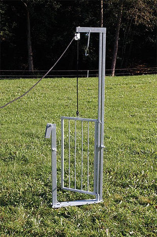 Drop gate with rope operation, for sheep trapping systems, galvanized 