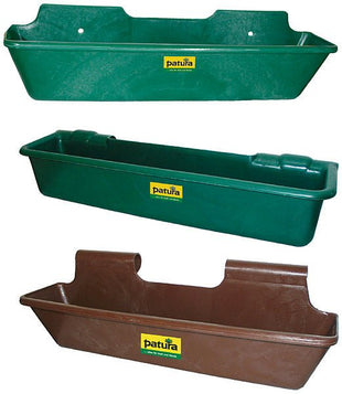 Plastic long trough, 50 liters, brown hanging device high 