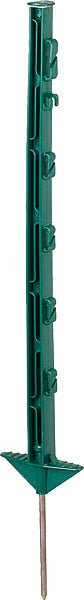 Plastic post 1.05 m, 7 wire holders + 2 rope holders, green (10 pieces/pack)