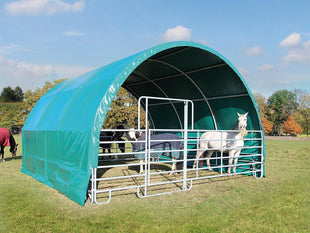 Growi® panel with central gate for arched pasture shelter - convenient access