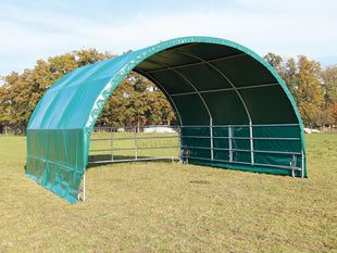 Robust Growi® round arch pasture shelter 6000 mm x 6000 mm x 3570 mm for your animals