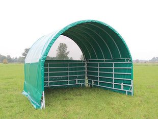 Practical outdoor protection: Growi® round arch pasture tent with panels (without gate) - 3600 mm long