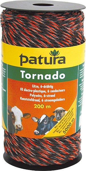 Tornado Litze, 200 m Rolle, weiss-orange 5 Niro 0,20 mm, 1 Cu 0,30 mm - Weidetec