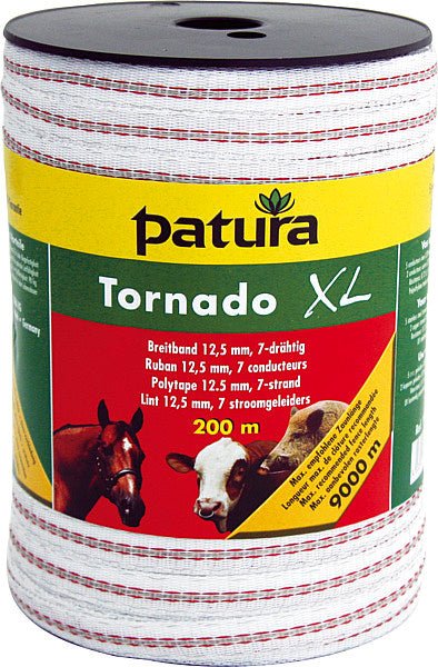 Tornado XL Breitband 12,5mm, 400 m Rolle 5 Niro 0,20 mm, 2 Cu 0,30 mm, weiss-rot - Weidetec