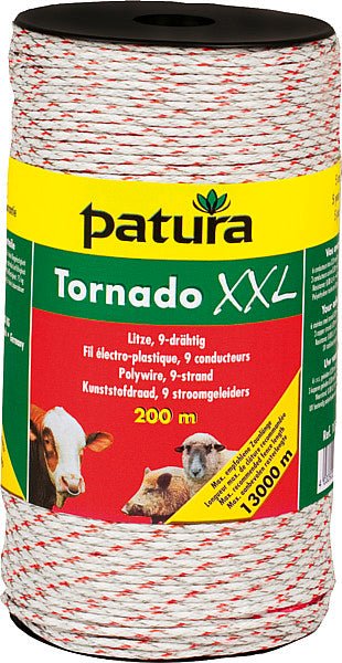 Tornado XXL Litze, 1000 m Rolle geflochtene Litze, weiss-rot 6 Niroleiter 0,20mm, 3 Cu-Leiter 0,30mm - Weidetec