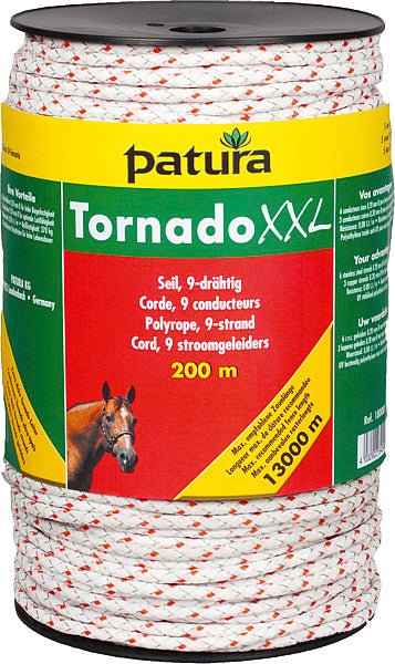 Tornado XXL Seil, 500 m Rolle, 6 Niro 0,20 mm, 3 Cu 0,30 mm, weiß-rot - Weidetec